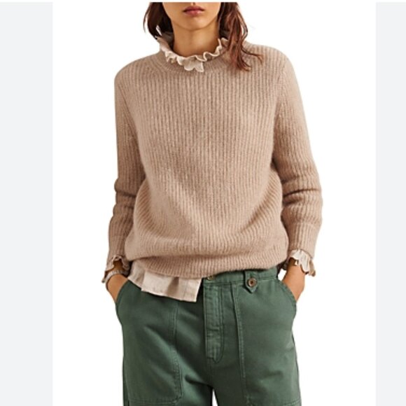 Ba&sh DANY Lady Pullover Mohair & Silk Crew Neck Sweater Beige Size 2/XS - Picture 1 of 7